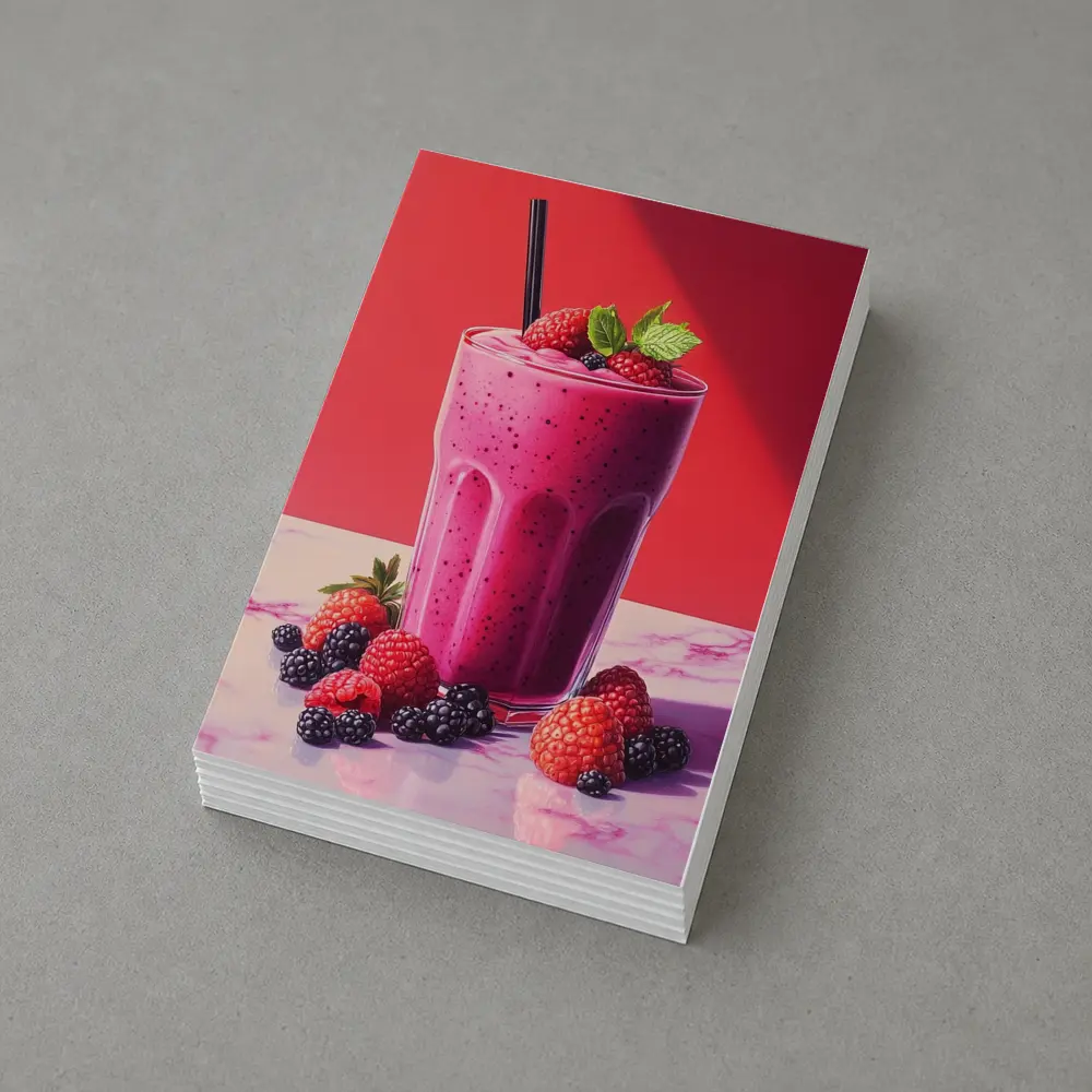 Berry Smoothie Glass Red Background Art – Postcards