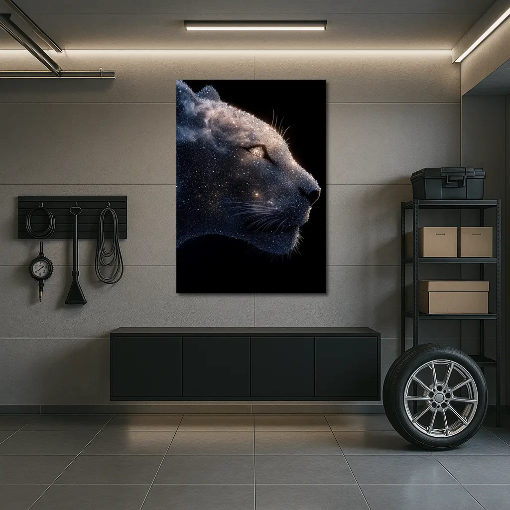 Cosmic Panther Galaxy Stars Dark Background – Wall Art