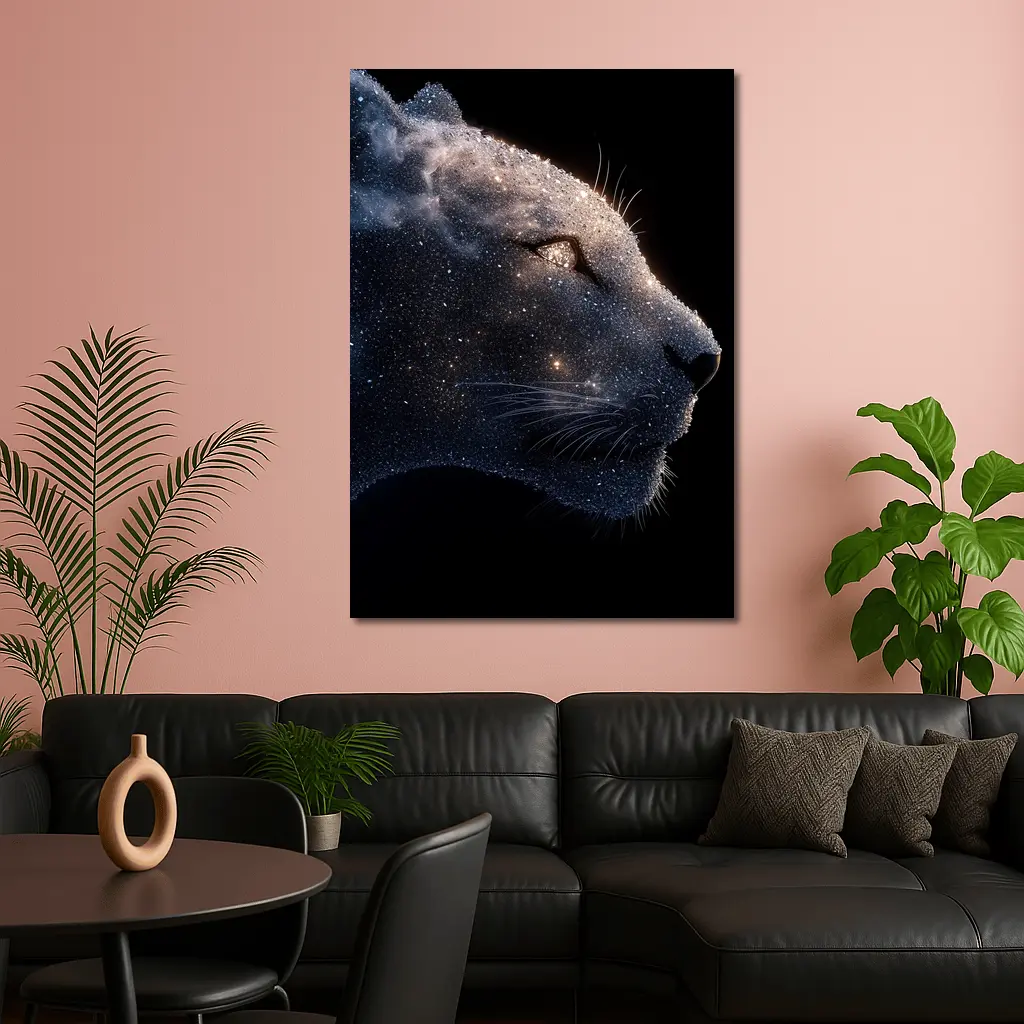 Cosmic Panther Galaxy Stars Dark Background – Wall Art