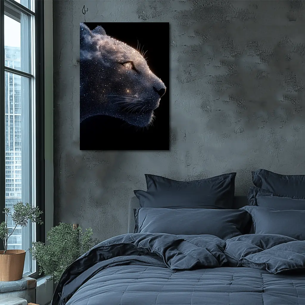 Cosmic Panther Galaxy Stars Dark Background – Wall Art