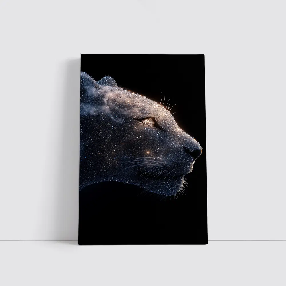 Cosmic Panther Galaxy Stars Dark Background – Wall Art