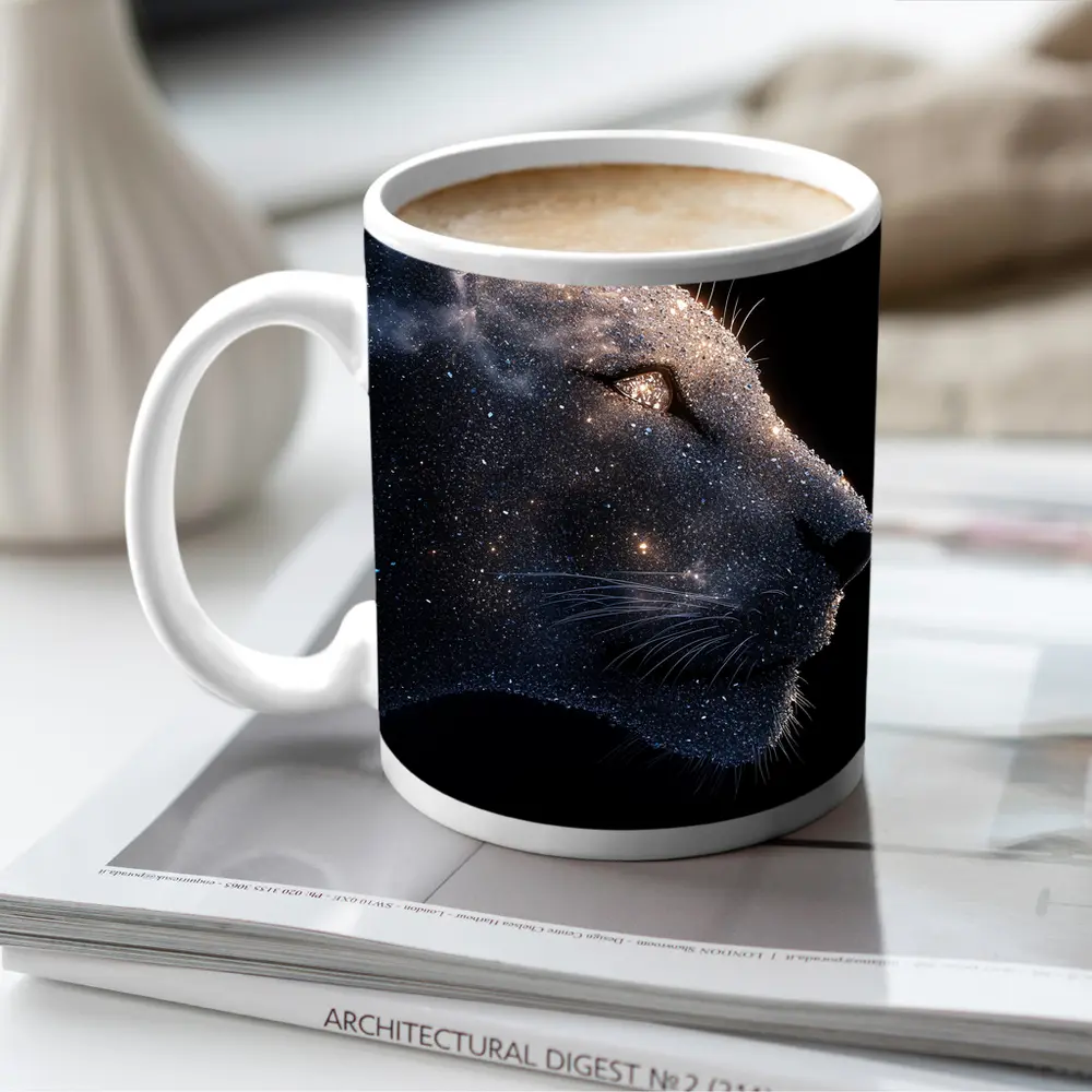 Cosmic Panther Galaxy Stars Dark Background – Mugs