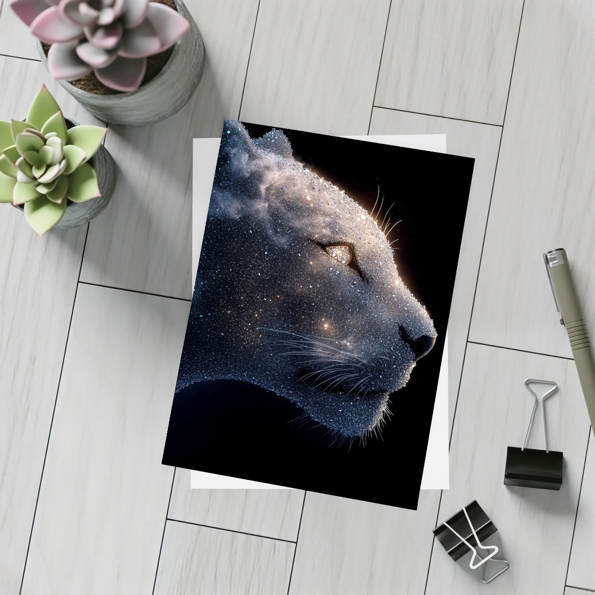 Cosmic Panther Galaxy Stars Dark Background – Postcards