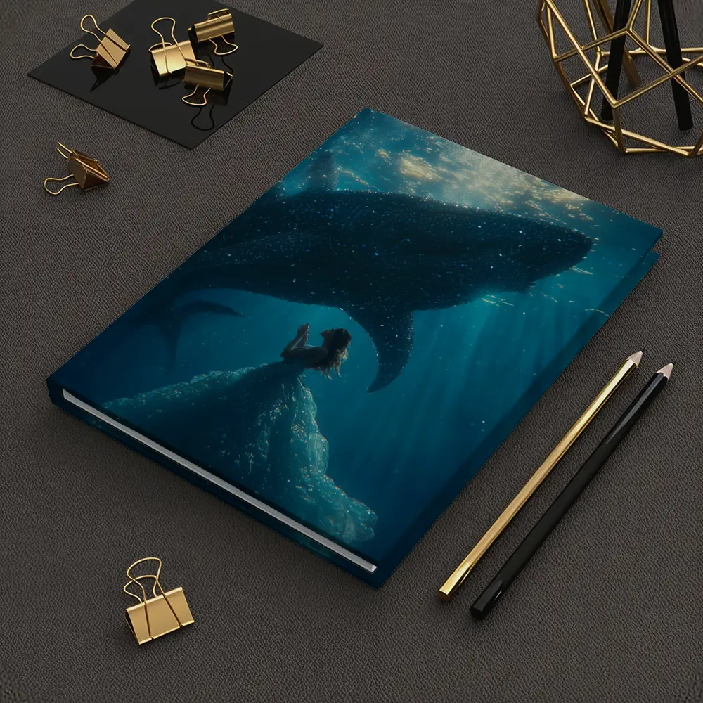 Woman In Dress With Whale Shark Underwater – Notebooks