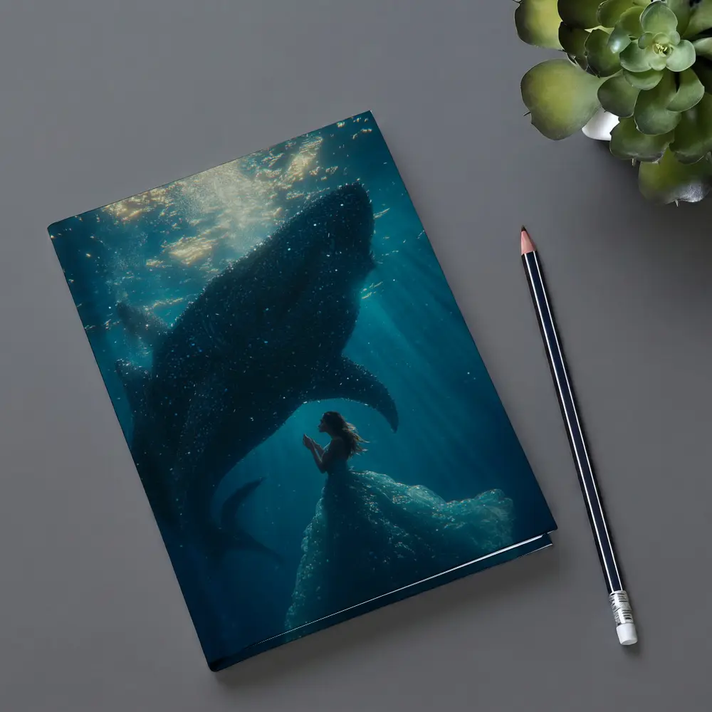 Woman In Dress With Whale Shark Underwater – Notebooks