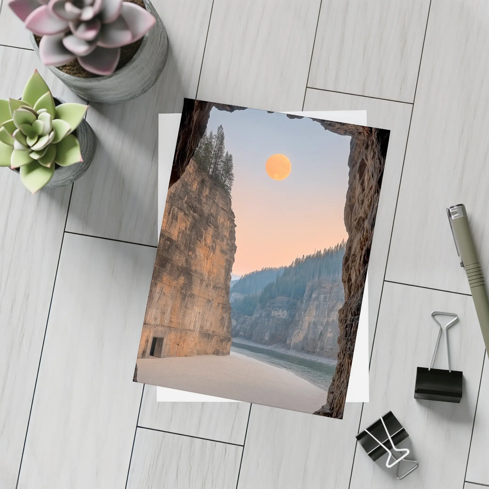 Cave View Full Moon Canyon River – Postcards