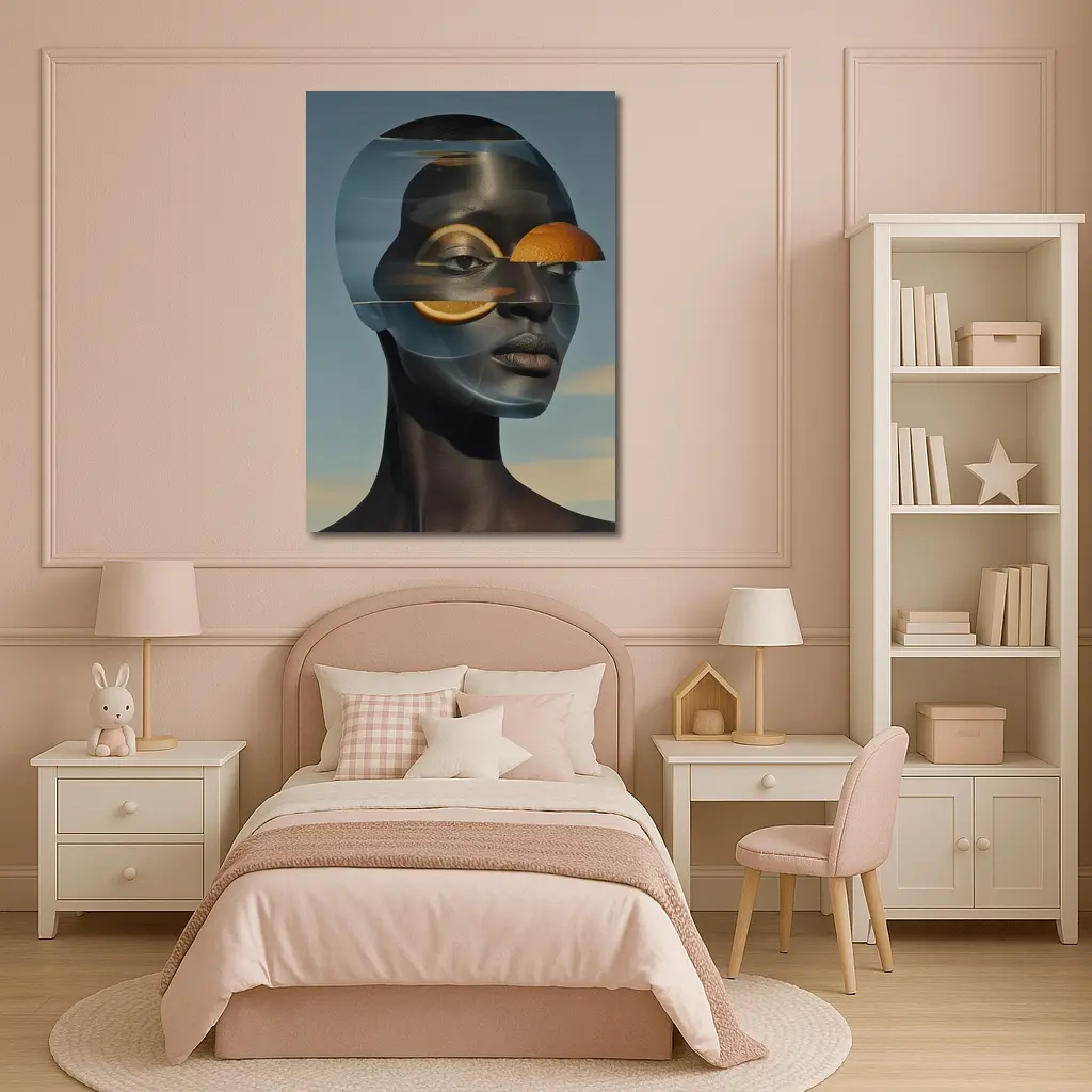 Surreal Woman Portrait With Orange Slices – Wall Art