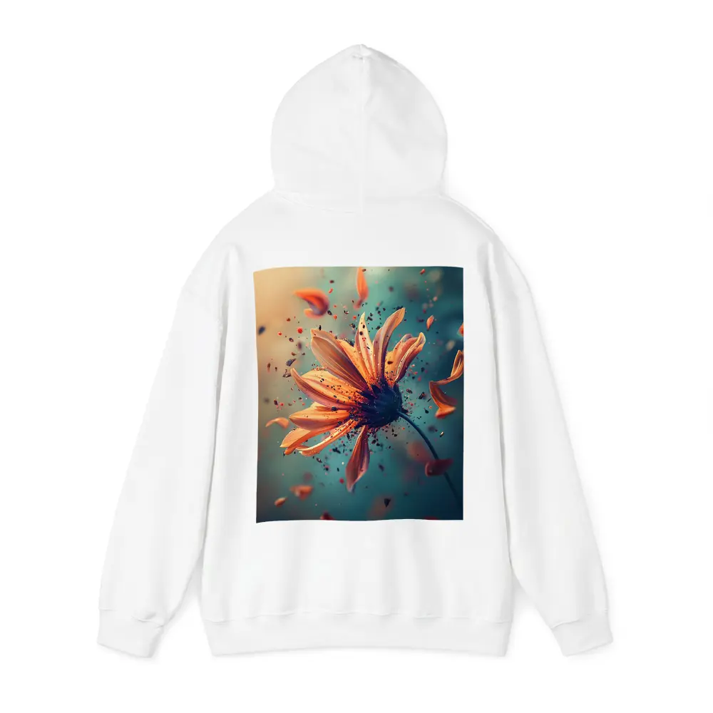 Orange Daisy Exploding Petals Teal Background – Hoodies