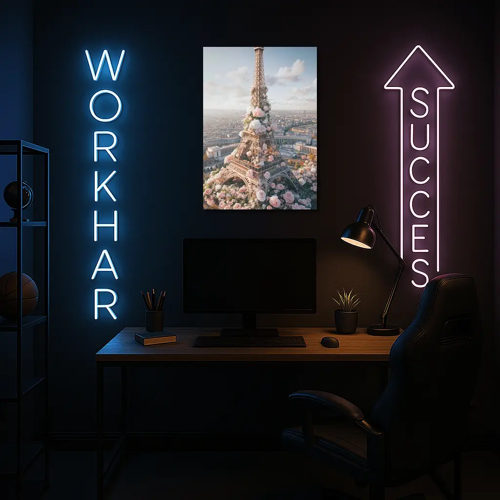 Eiffel Tower Paris Covered in Pink Roses – Wall Art