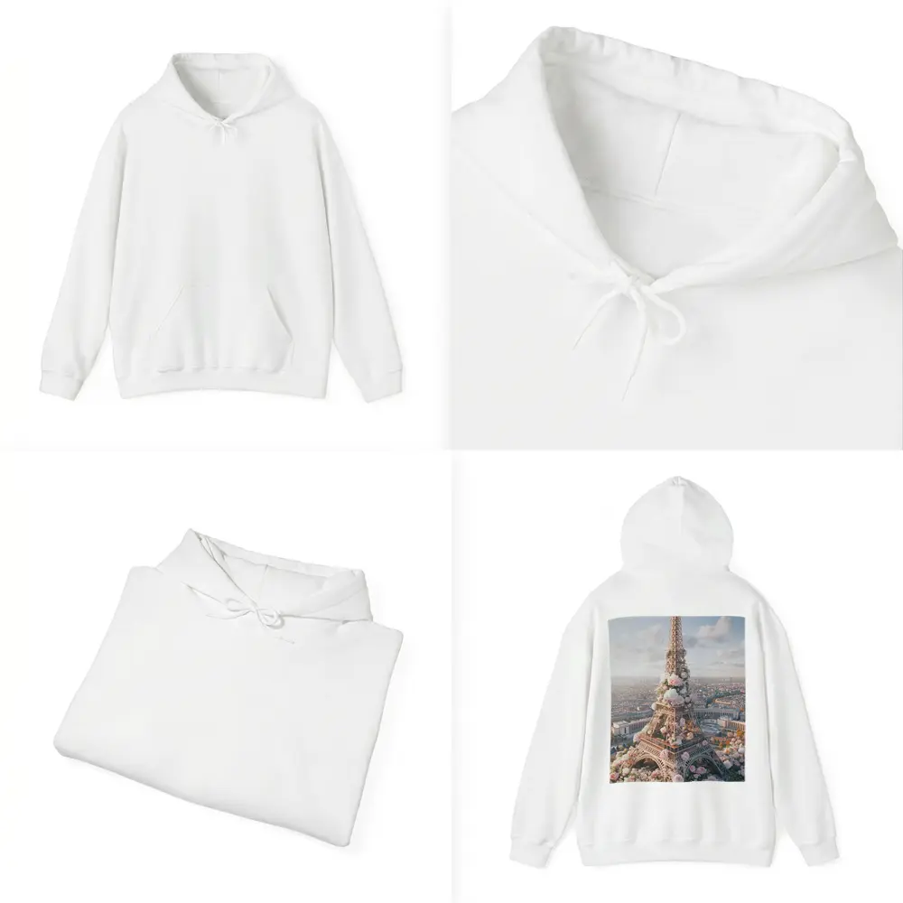 Eiffel Tower Paris Covered in Pink Roses – Hoodies