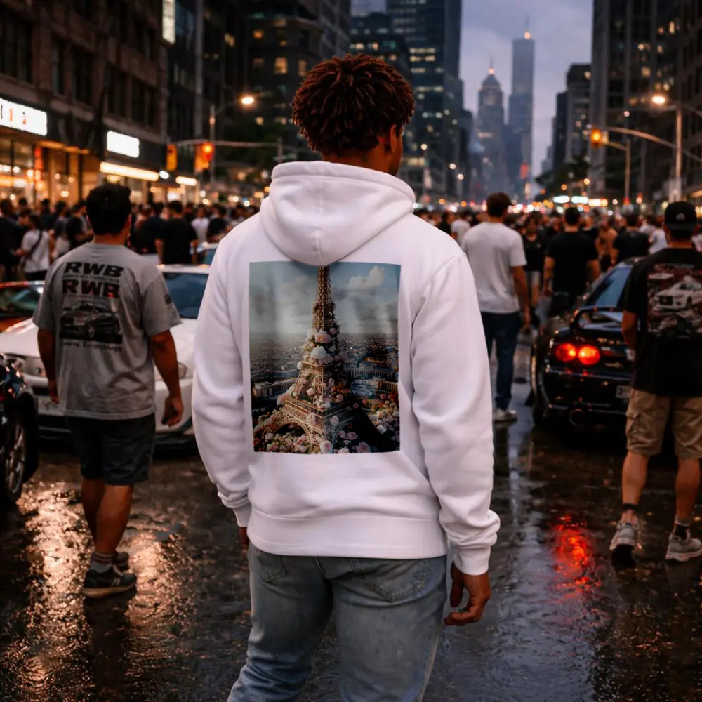 Eiffel Tower Paris Covered in Pink Roses – Hoodies