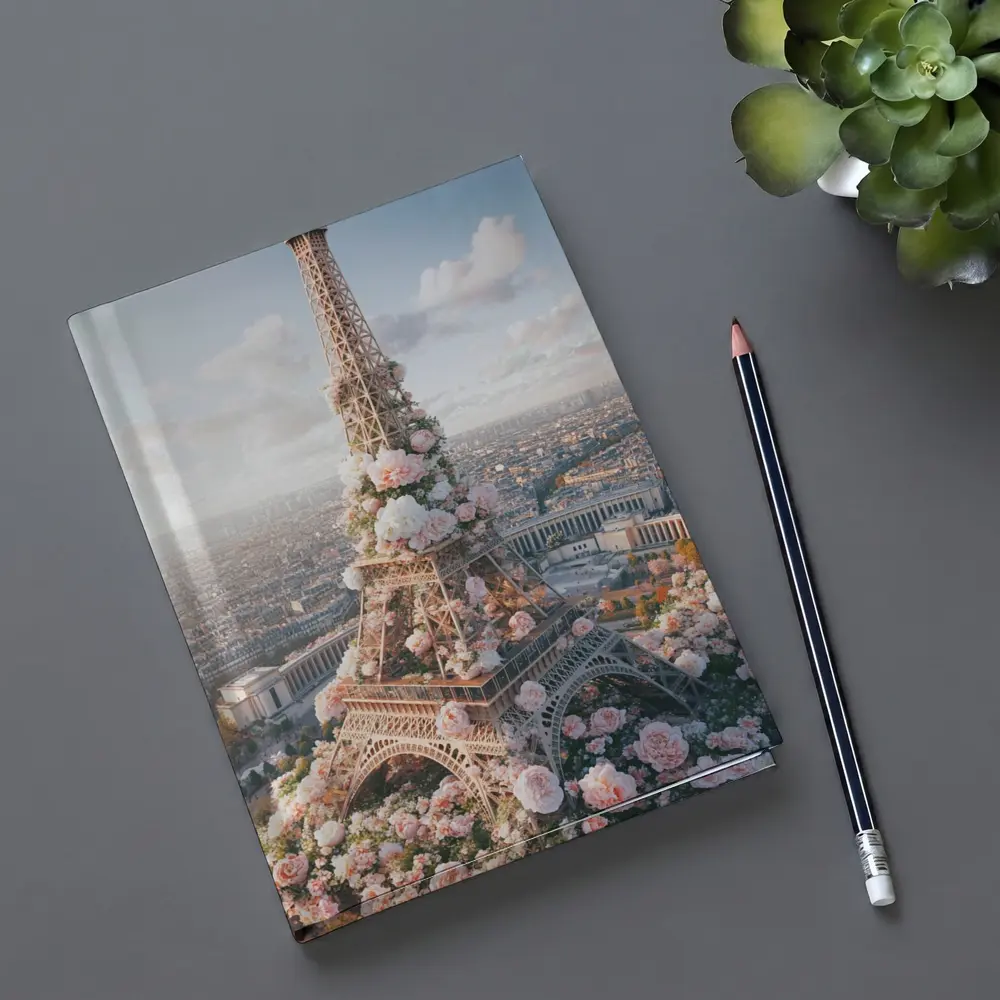 Eiffel Tower Paris Covered in Pink Roses – Notebooks