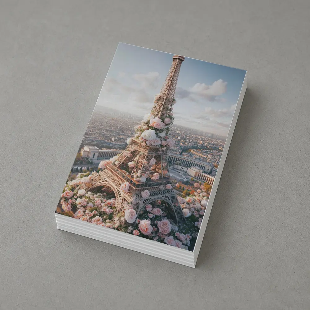 Eiffel Tower Paris Covered in Pink Roses – Postcards