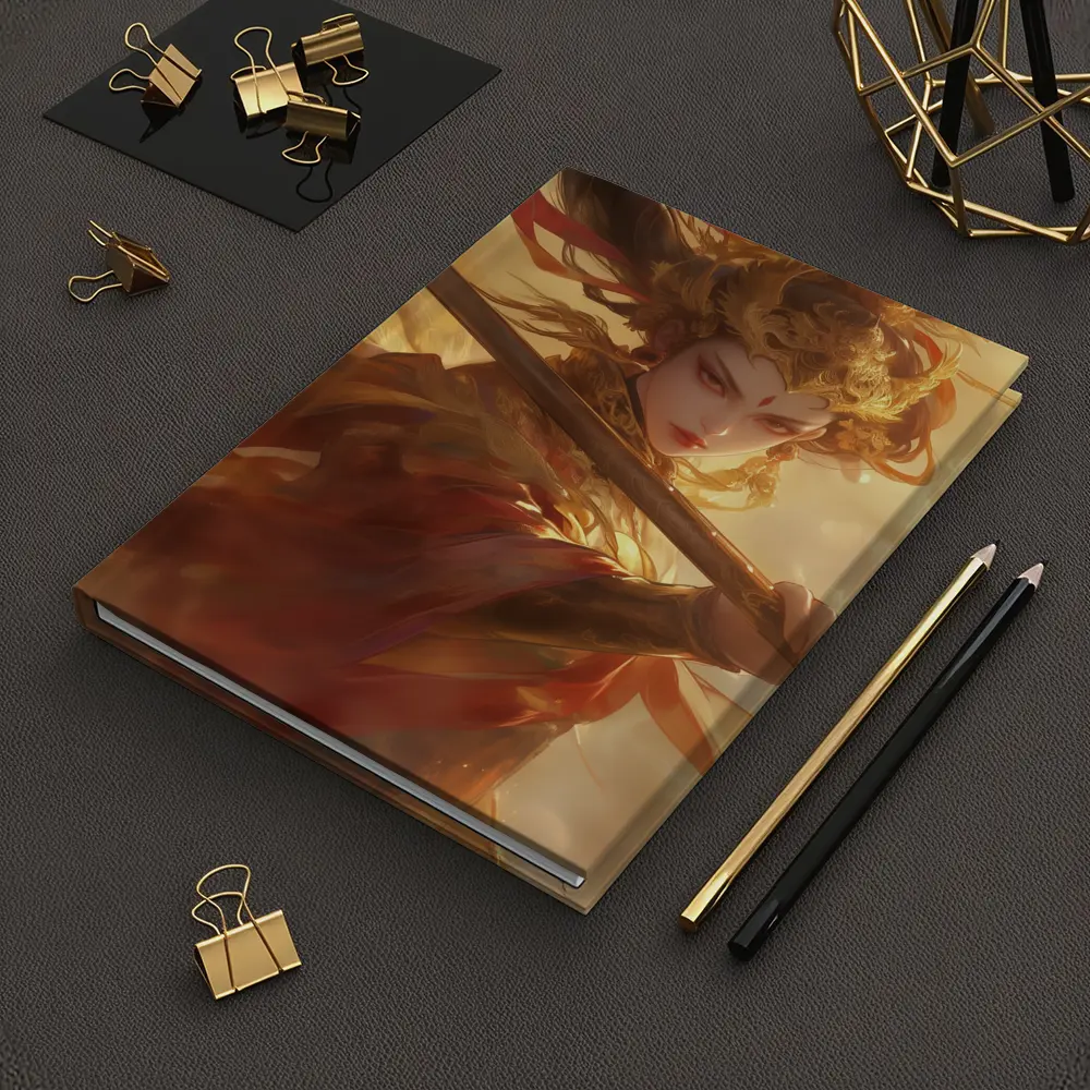 Ancient Chinese Warrior Woman Golden Fantasy Art – Notebooks