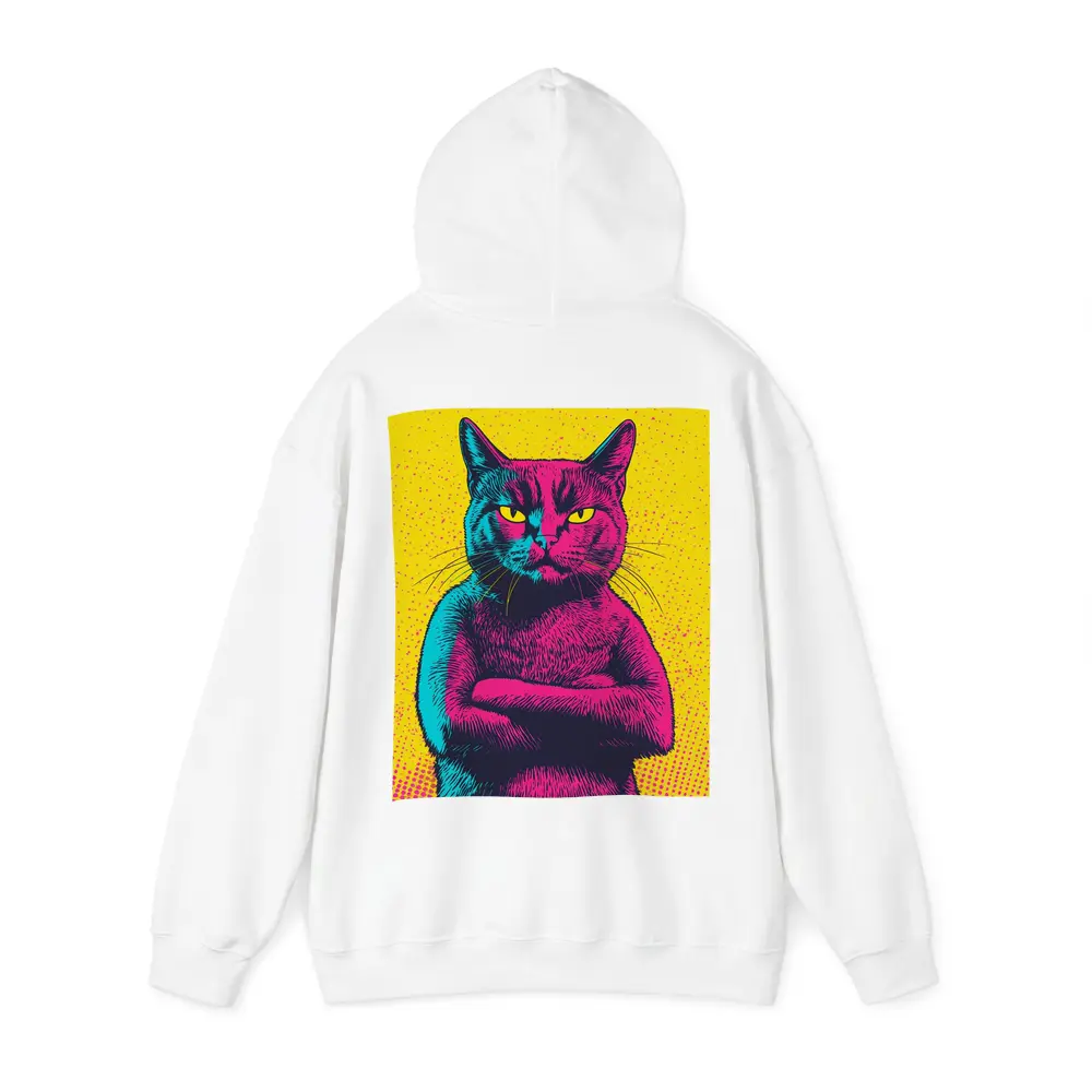 Angry Cat Arms Crossed Pop Art Yellow – Hoodies
