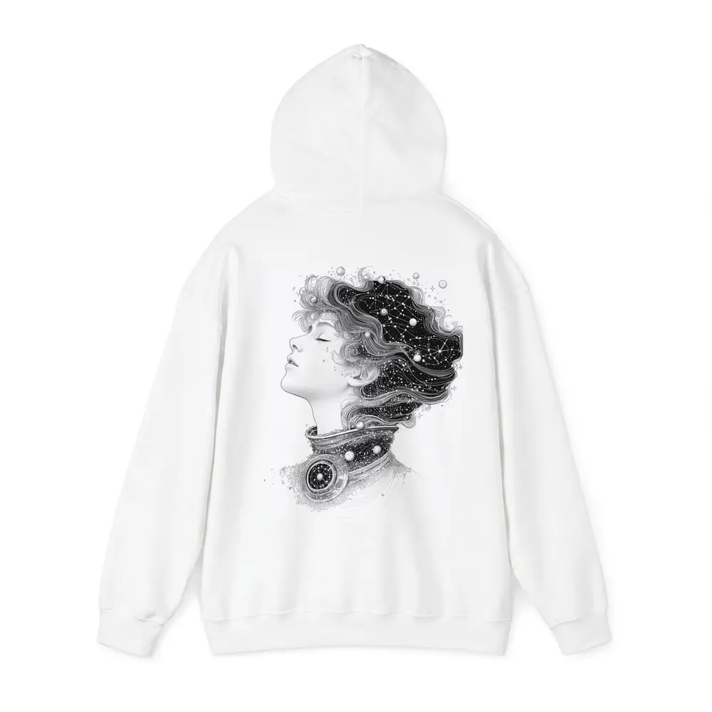 Woman Profile Cosmic Constellation Stars Illustration – Hoodies