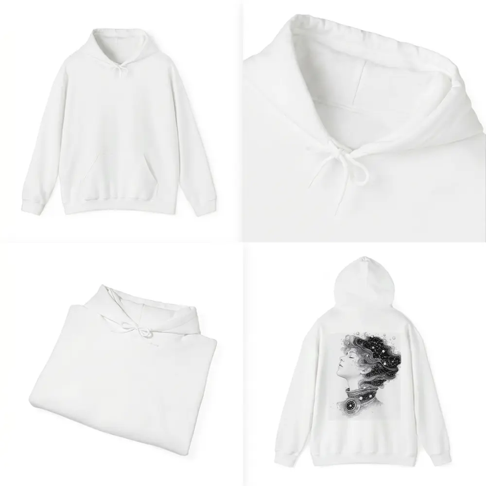 Woman Profile Cosmic Constellation Stars Illustration – Hoodies