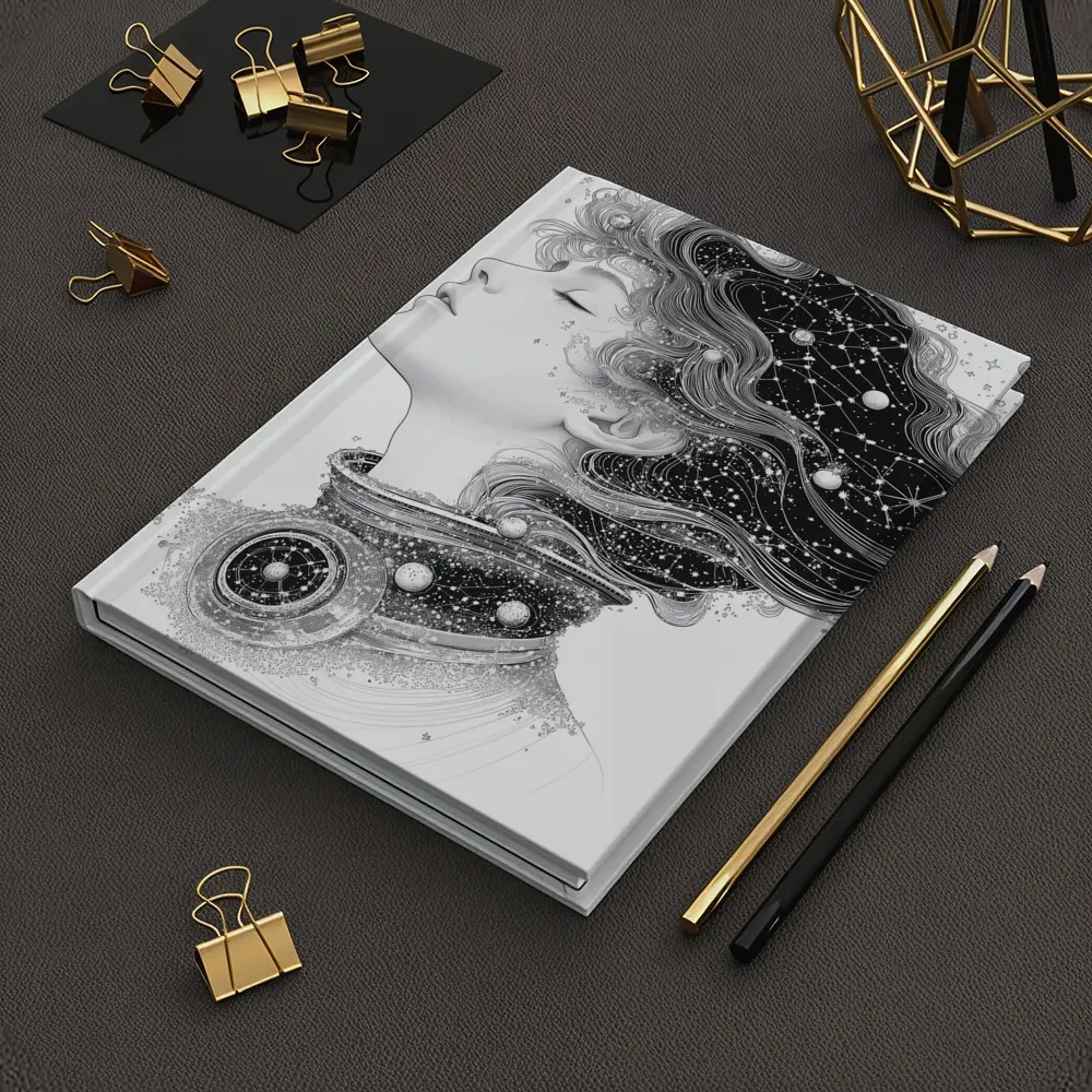 Woman Profile Cosmic Constellation Stars Illustration – Notebooks