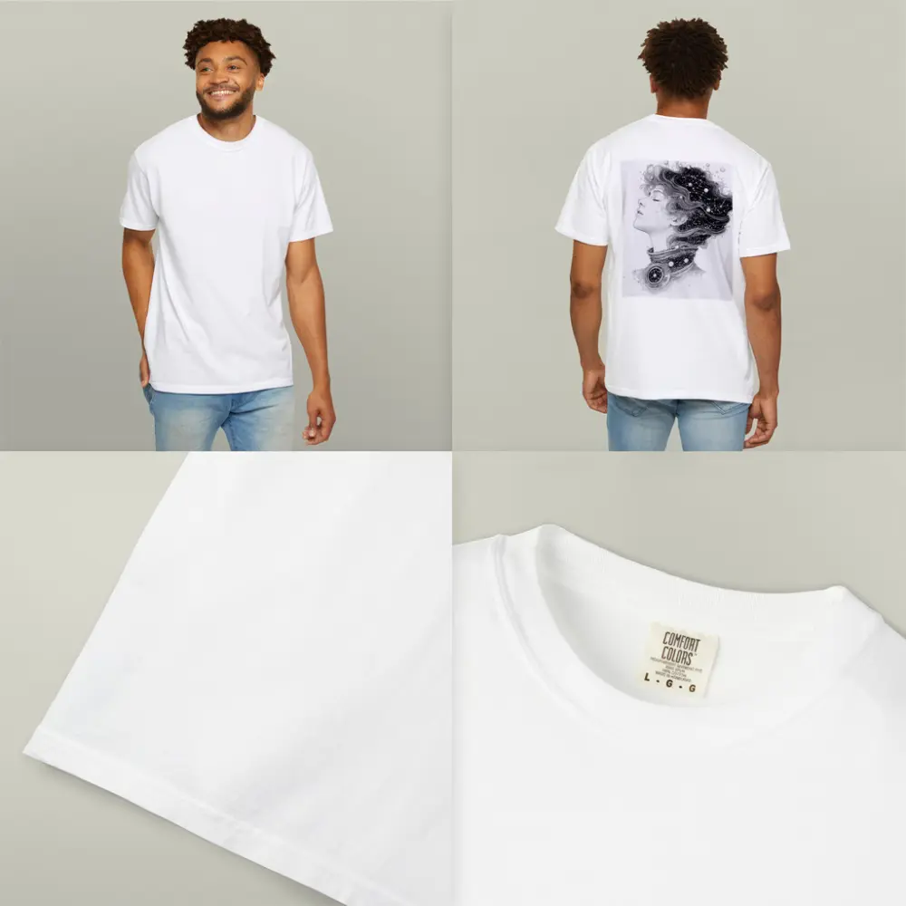 Woman Profile Cosmic Constellation Stars Illustration – T-Shirts