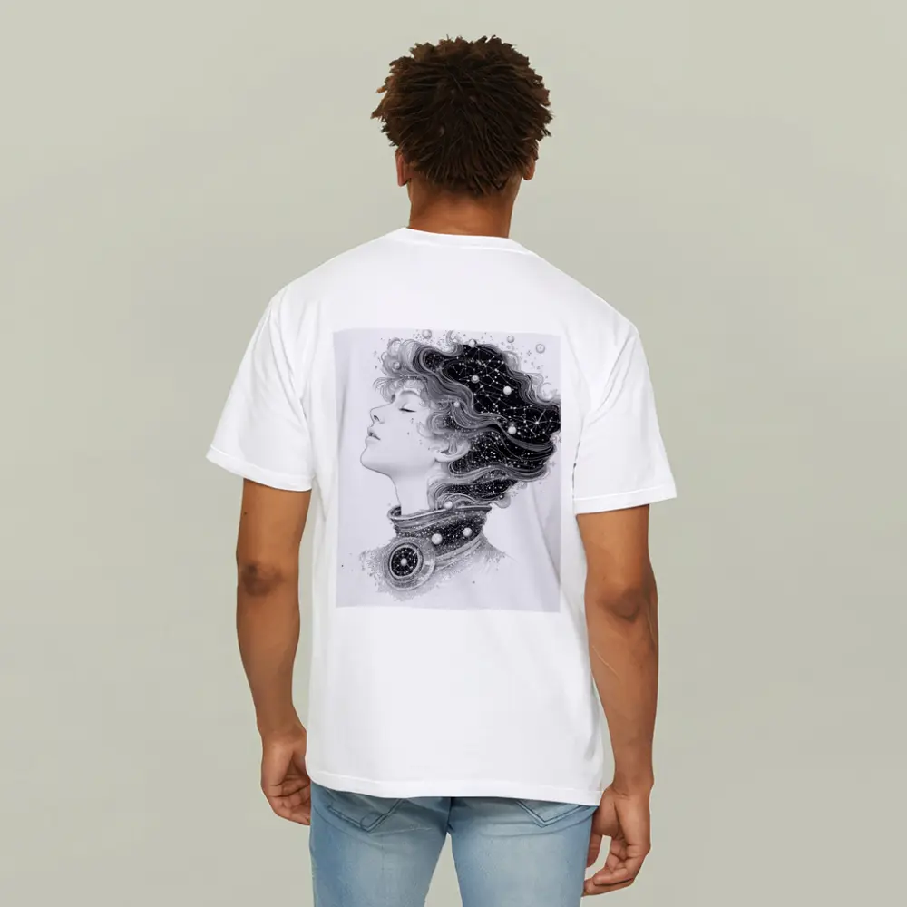 Woman Profile Cosmic Constellation Stars Illustration – T-Shirts