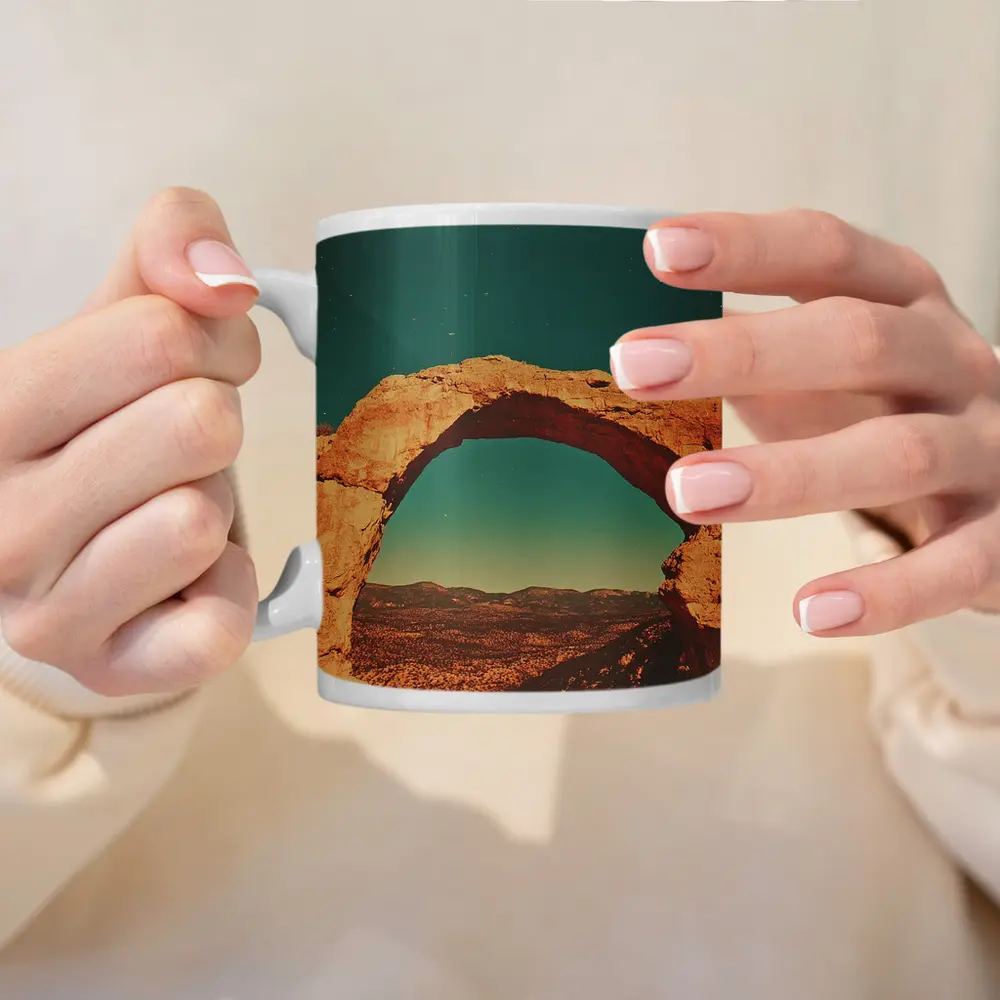 Desert Rock Arch Starry Teal Sky – Mugs