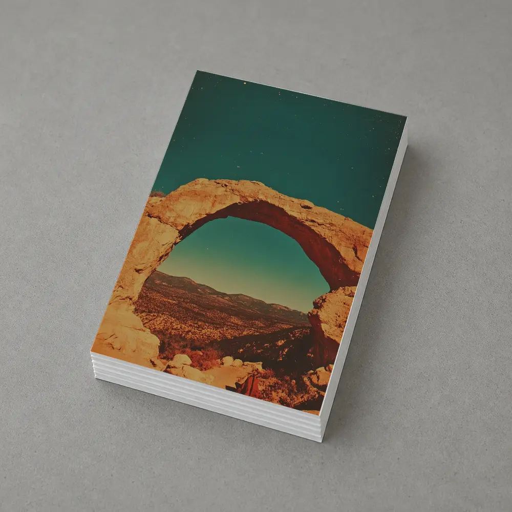 Desert Rock Arch Starry Teal Sky – Postcards