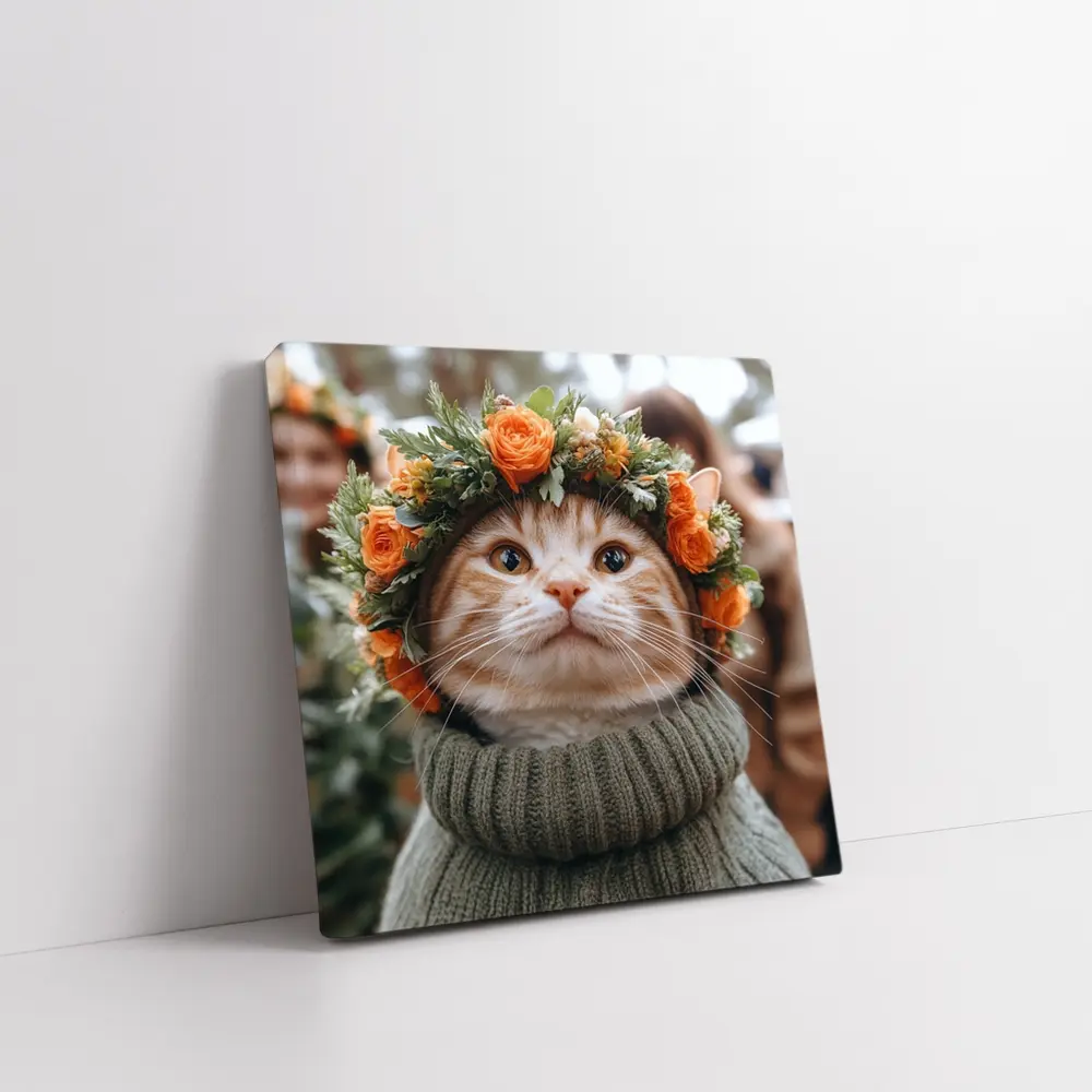 Ginger Cat Flower Crown Cozy Sweater – Wall Art