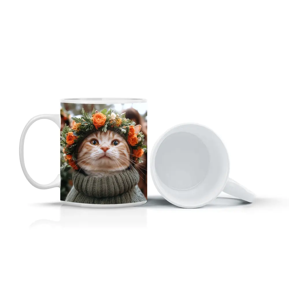 Ginger Cat Flower Crown Cozy Sweater – Mugs