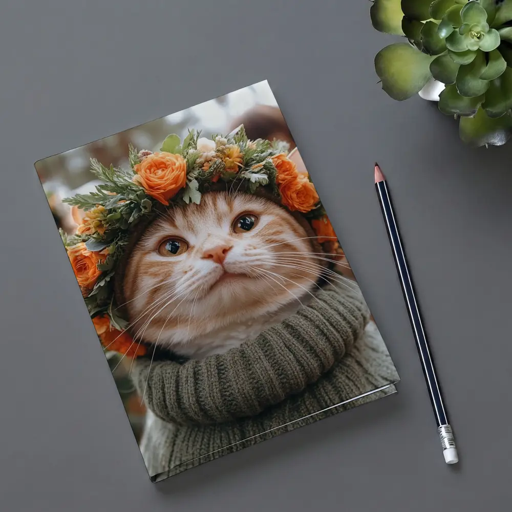 Ginger Cat Flower Crown Cozy Sweater – Notebooks