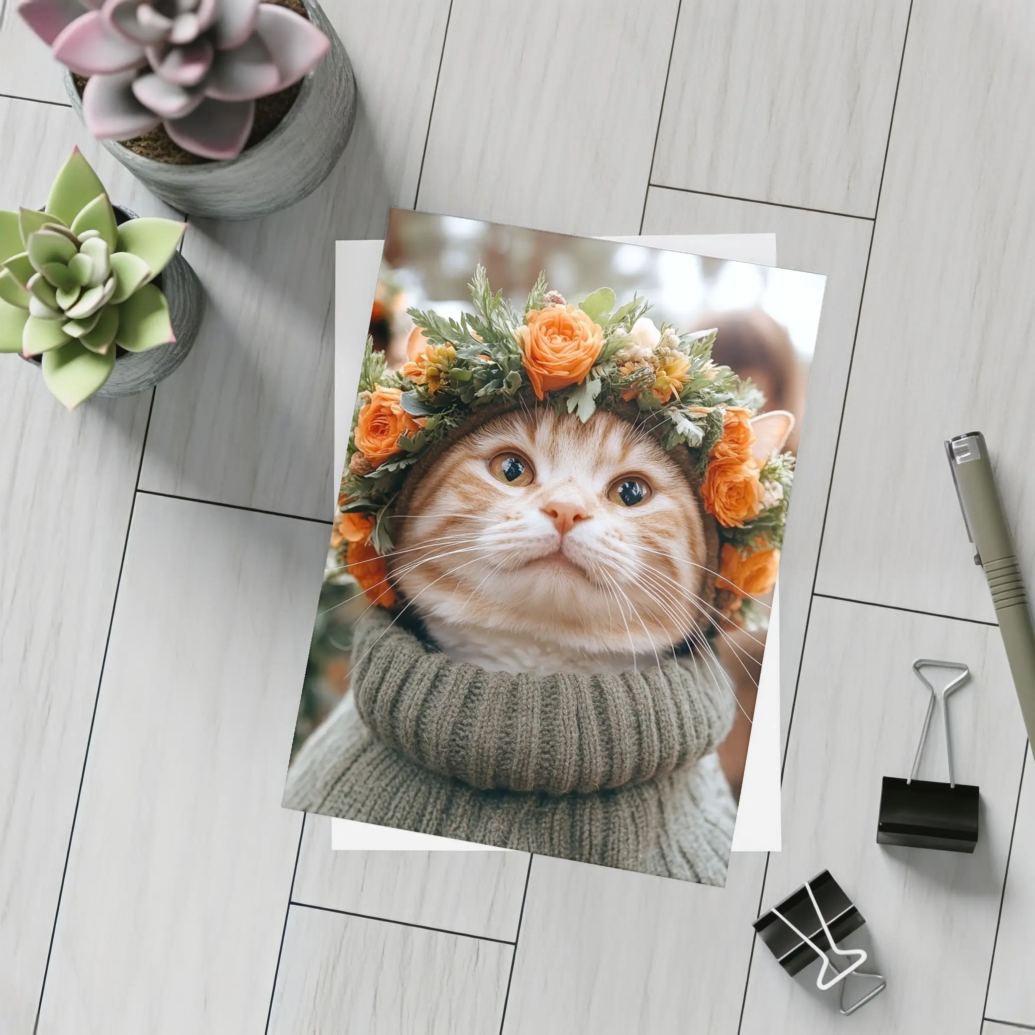 Ginger Cat Flower Crown Cozy Sweater – Postcards