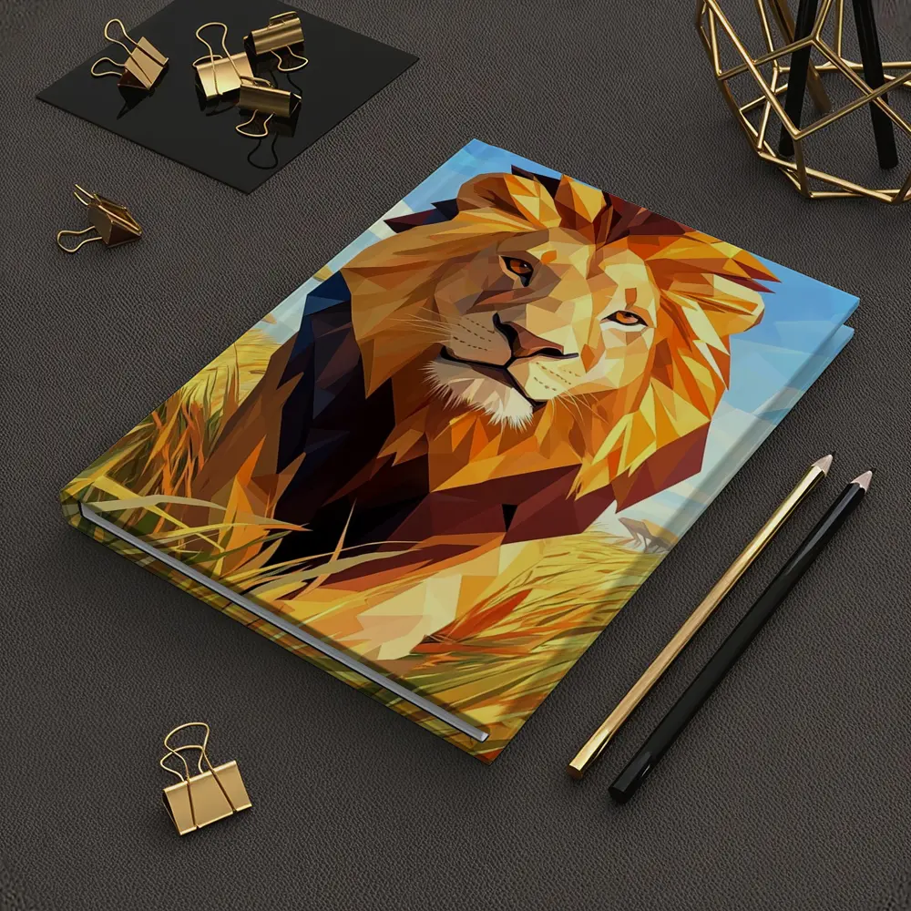 Low Poly Lion Savanna African Wildlife Art – Notebooks