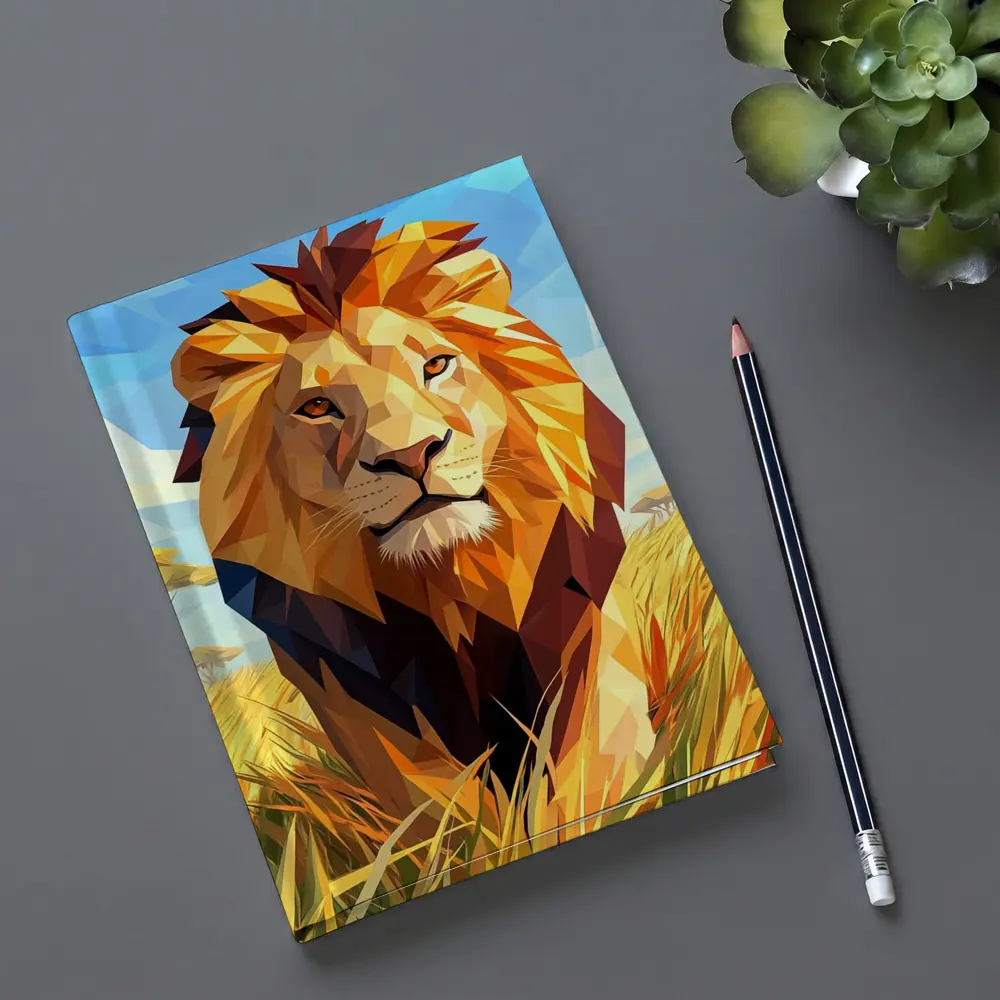 Low Poly Lion Savanna African Wildlife Art – Notebooks