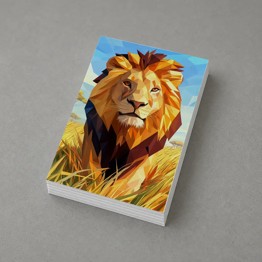 Low Poly Lion Savanna African Wildlife Art – Postcards