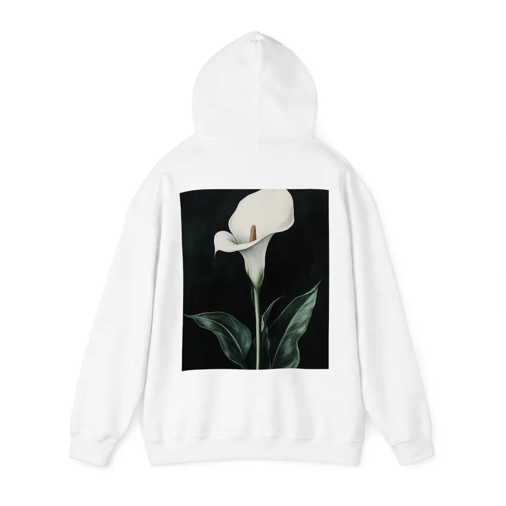 Calla Lily White Flower Dark Black Background – Hoodies