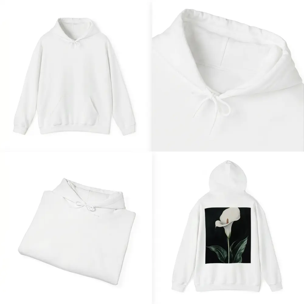Calla Lily White Flower Dark Black Background – Hoodies