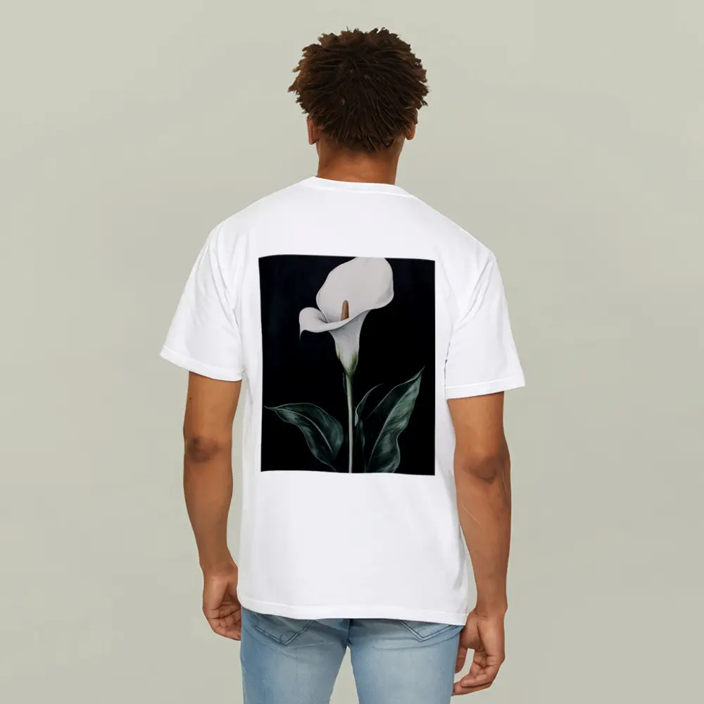 Calla Lily White Flower Dark Black Background – T-Shirts