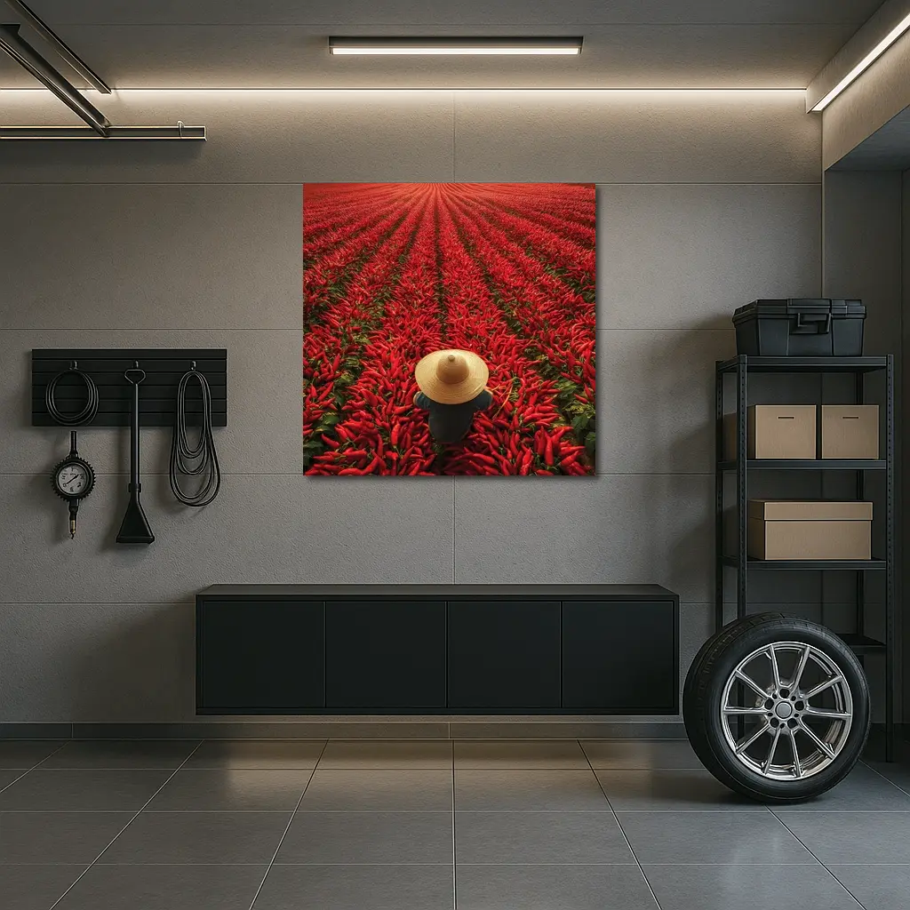 Red Chili Pepper Field Farmer Straw Hat – Wall Art