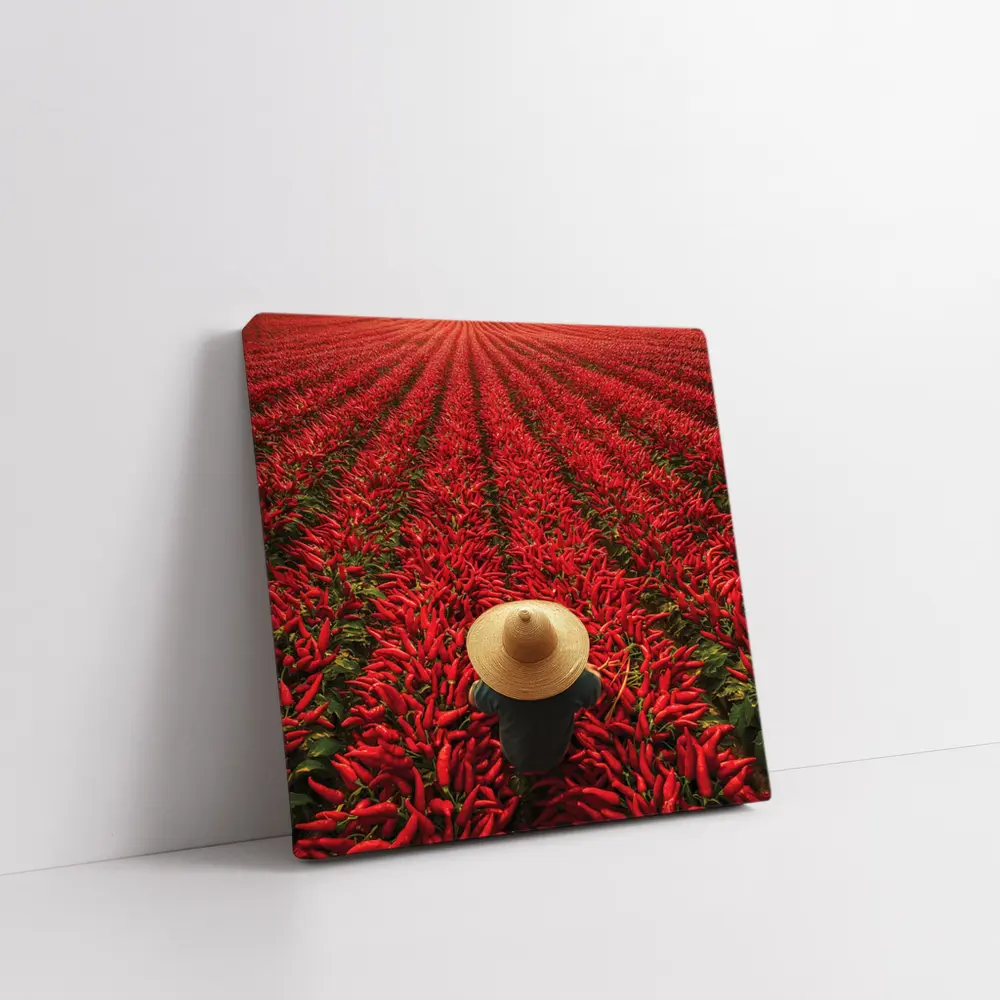 Red Chili Pepper Field Farmer Straw Hat – Wall Art