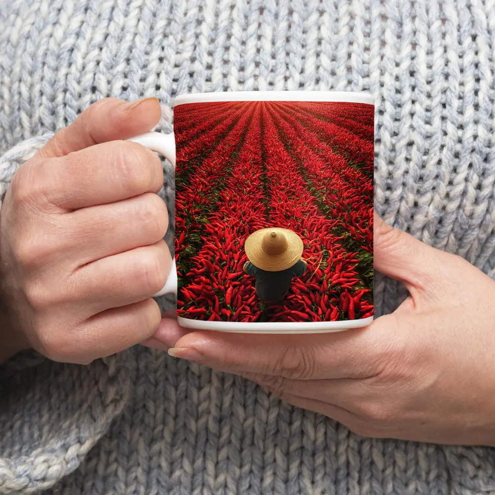 Red Chili Pepper Field Farmer Straw Hat – Mugs