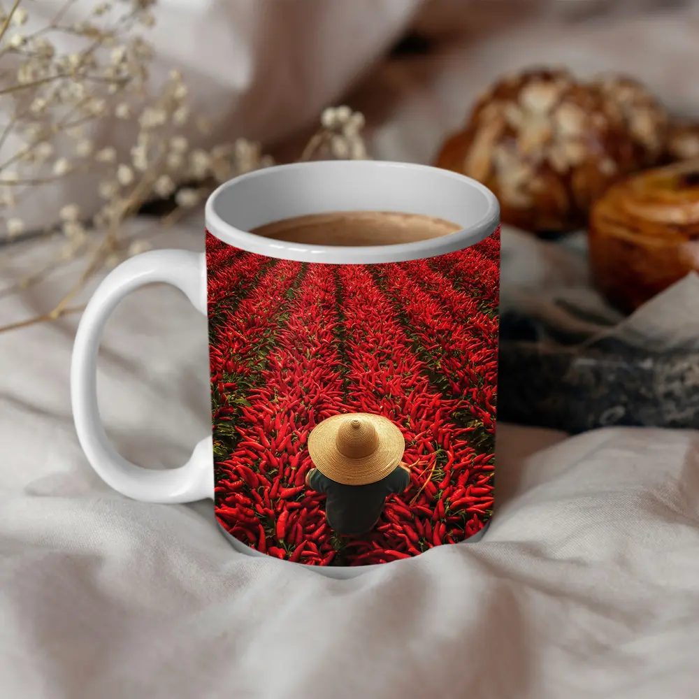 Red Chili Pepper Field Farmer Straw Hat – Mugs