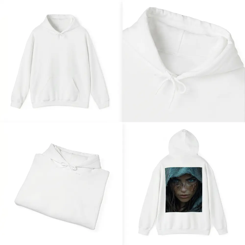 Fierce Warrior Woman Hooded Dark Fantasy Portrait – Hoodies