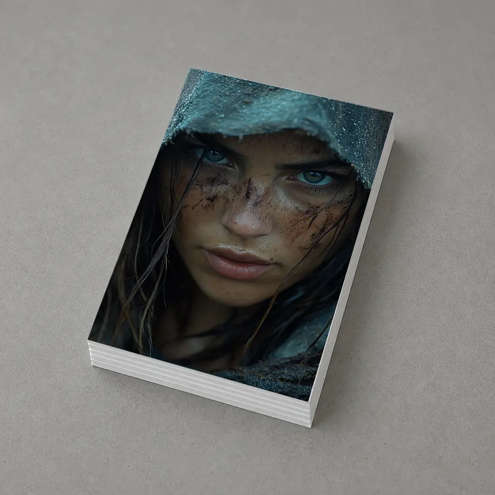 Fierce Warrior Woman Hooded Dark Fantasy Portrait – Postcards