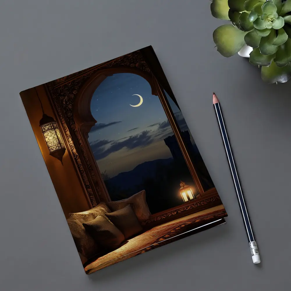 Islamic Arch Crescent Moon Night Scene – Notebooks