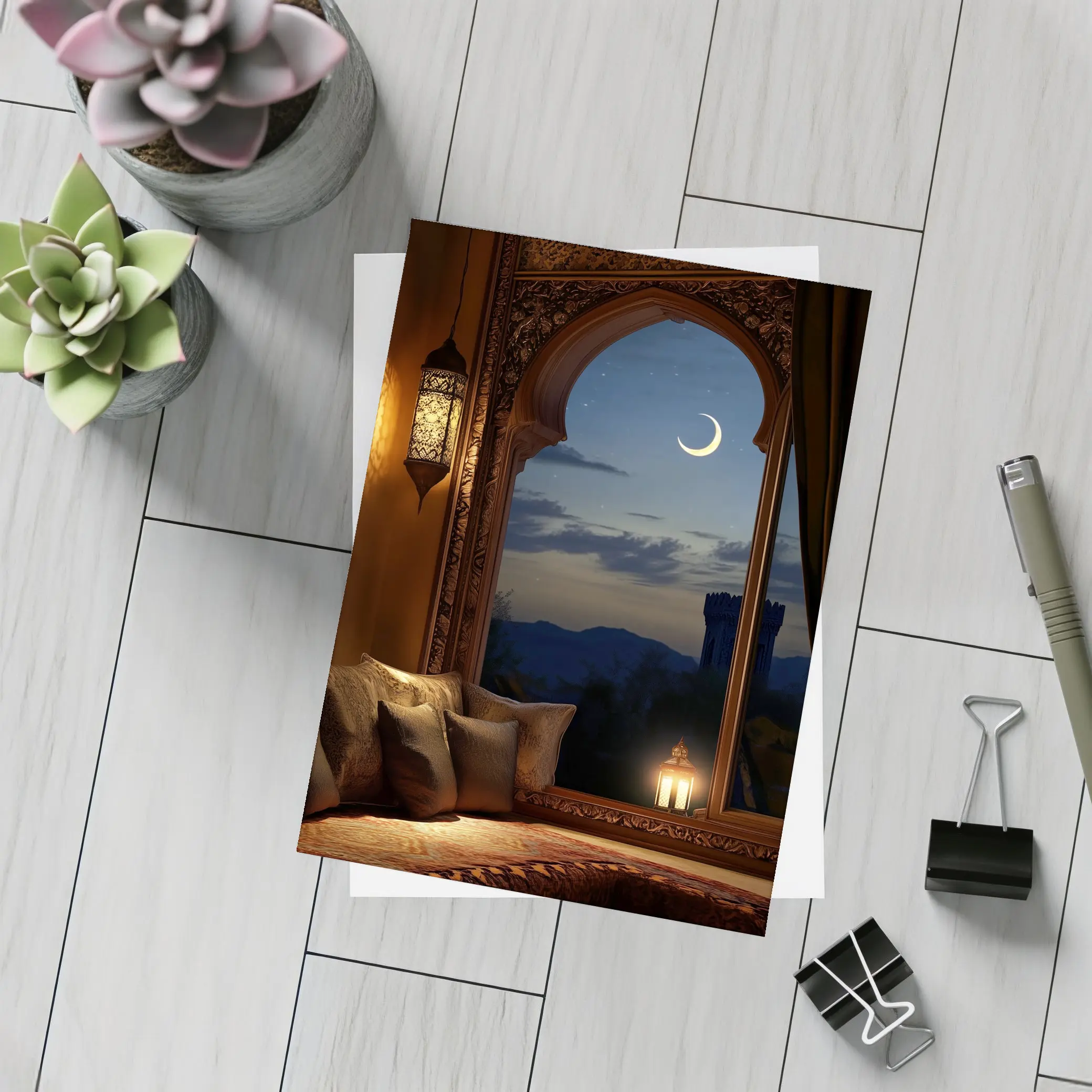 Islamic Arch Crescent Moon Night Scene – Postcards