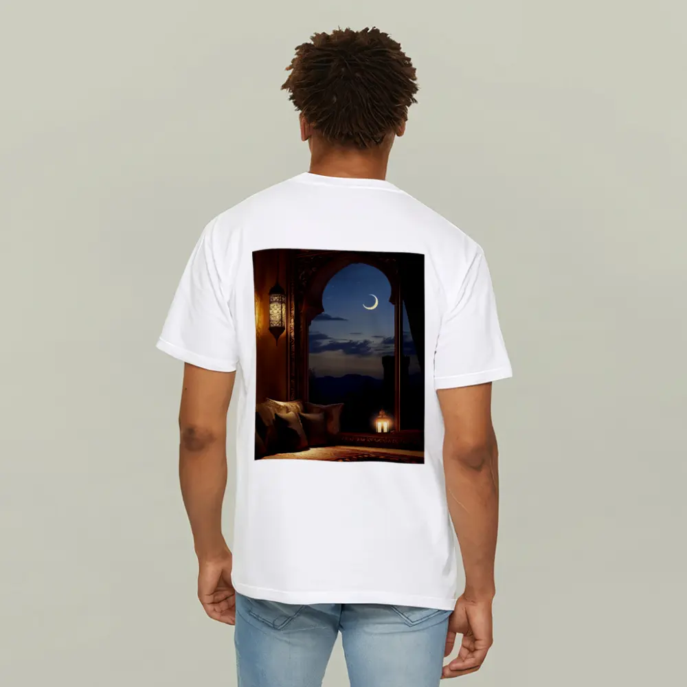 Islamic Arch Crescent Moon Night Scene – T-Shirts