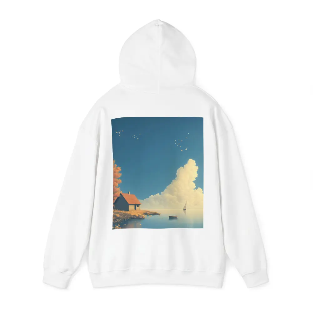 Autumn Lakeside Cottage Sailboat Blue Sky – Hoodies