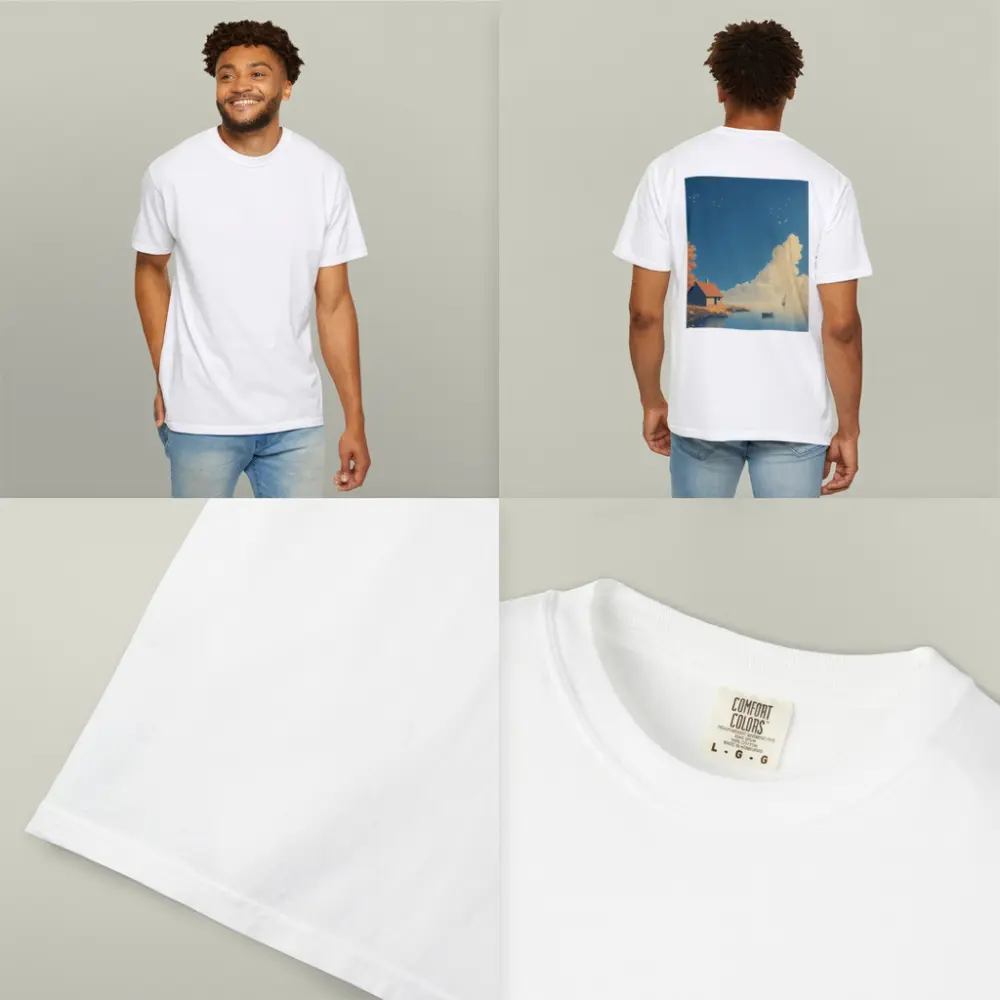 Autumn Lakeside Cottage Sailboat Blue Sky – T-Shirts