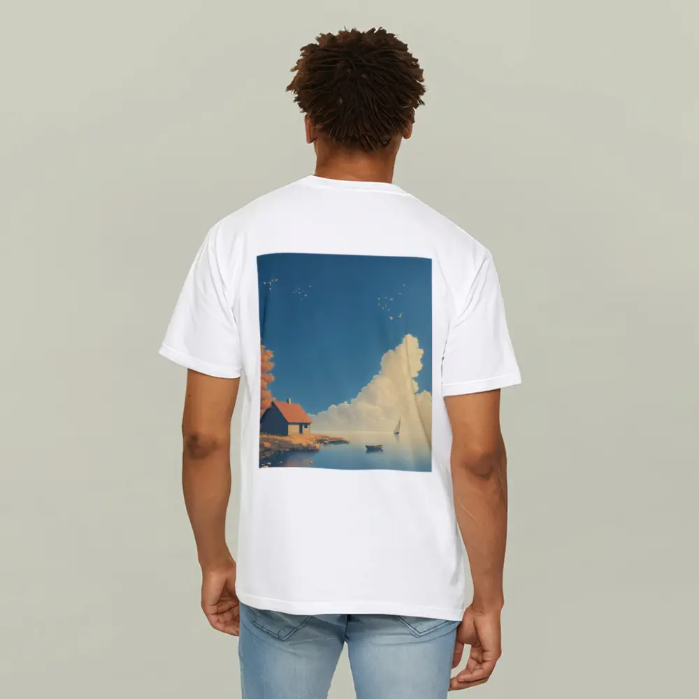 Autumn Lakeside Cottage Sailboat Blue Sky – T-Shirts