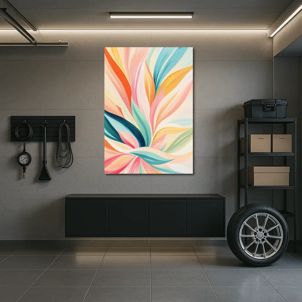 Colorful Abstract Floral Leaves Pastel Art – Wall Art