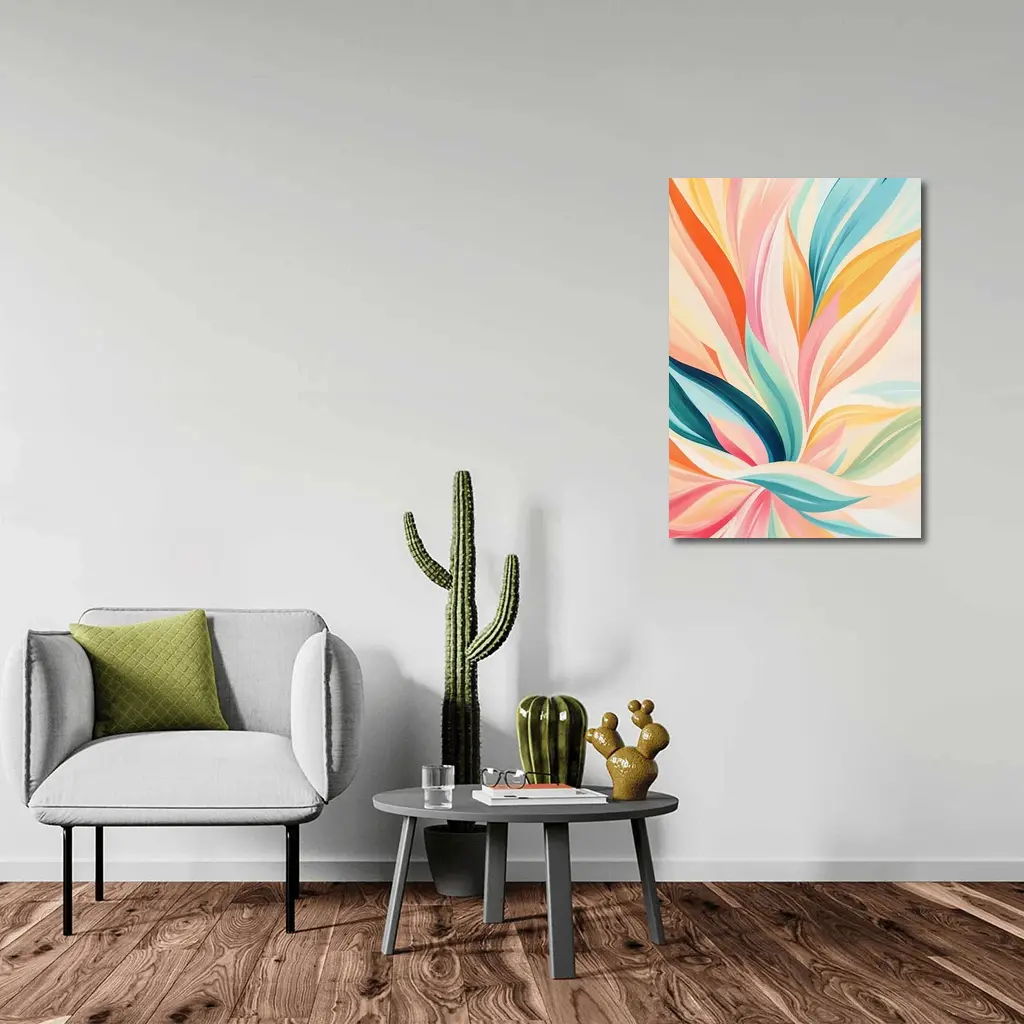 Colorful Abstract Floral Leaves Pastel Art – Wall Art